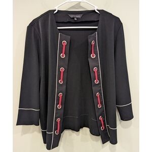 Ming Wang Black Open Cardigan Pink Ribbon Detail Size Medium